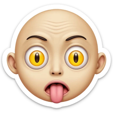 ugly pleading with eyes yellow emoticon🥺👀 emoji with tongue out sticker