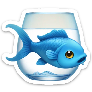 a blue fish drinking korean soju sticker