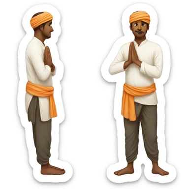 Prostration man with no upper coting and with dhothi sticker