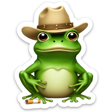 Frog wearing a cowboy hat with a cigarette  sticker