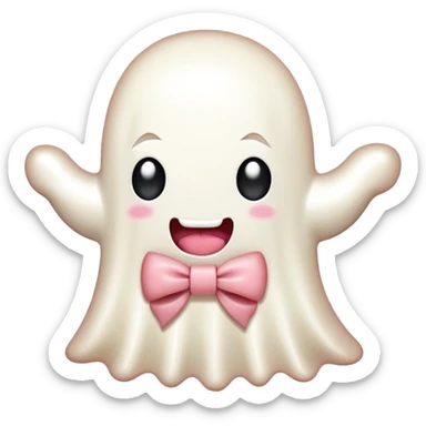 SPAM MEAT kawaii ghost EMOJI with bow sticker