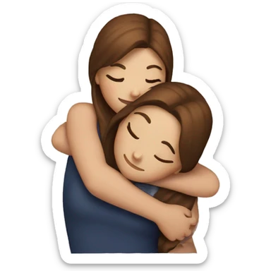 Two white girls with brown hair hugging each other sticker