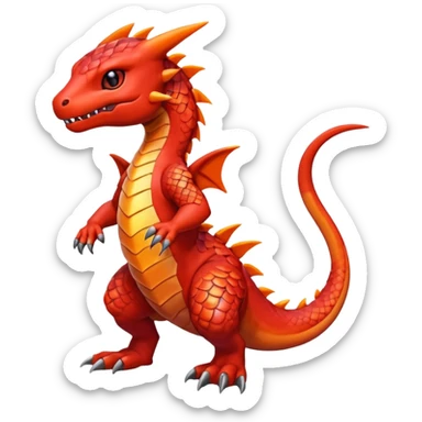 Cute Shiny Colorful Guilmon-Salandit-Fakémon-hybrid-creature (full body)  sticker