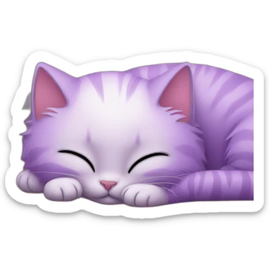 Cute purple kitty sleeping in a house sticker