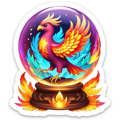 A phoenix inside a transparent crystal ball sticker