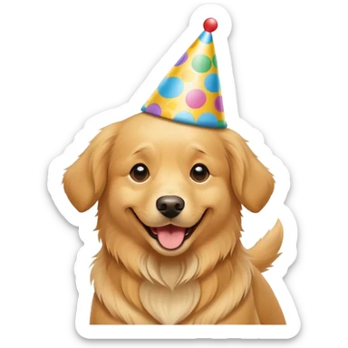 dog wearing a birthday hat sticker