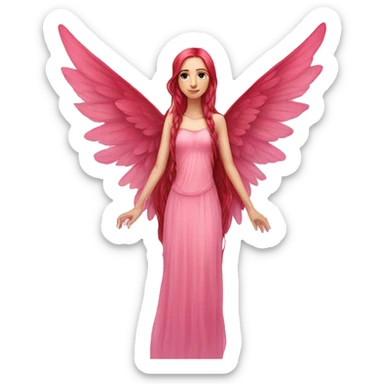 big wings, rose, pink, Beautiful, fairy, red, long hair sticker