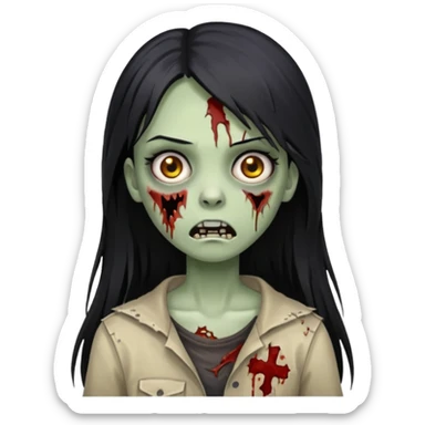 zombie girl with black long straight hair sticker