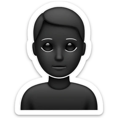 Minimalistic flat vector icon, iOS style, thin black outline on white background. Person silhouette. Black, completely monochrome matte. No eyes, no eyebrows. sticker
