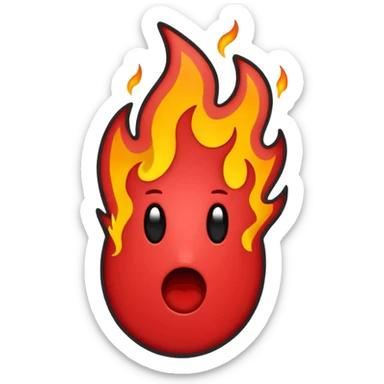 Minimalist emoji-style sticker of a bold exclamation mark surrounded by small flames or cracks. Black and dull red color palette, no outline.
 sticker