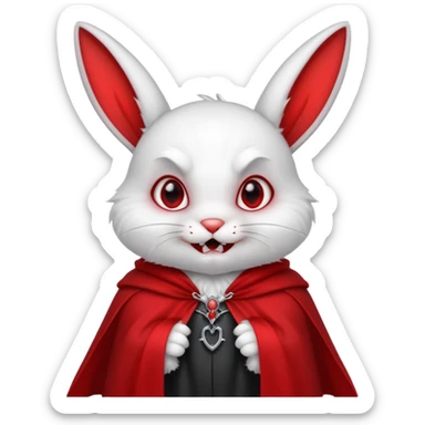 Vampire animal, bunny'  in red collar cloak, red eye, fangs sticker