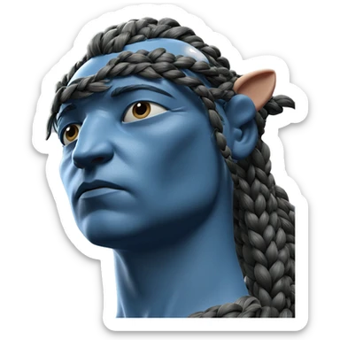 blue skinned boy with braid sticker