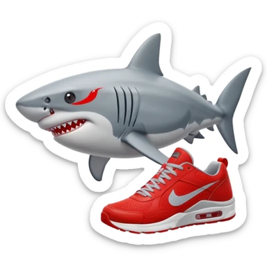 Q se vea más animado el tiburón  q sus tres patas tengan zapatillas nike color rojo sticker