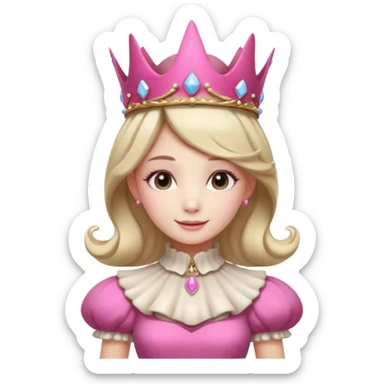 mushroom princess portrait, head and shoulders only, pink mushroom crown, elegant fantasy dress collar, warm smile, 3D cartoon, mobile game icon style, clean background, no text, no watermark
 
 sticker