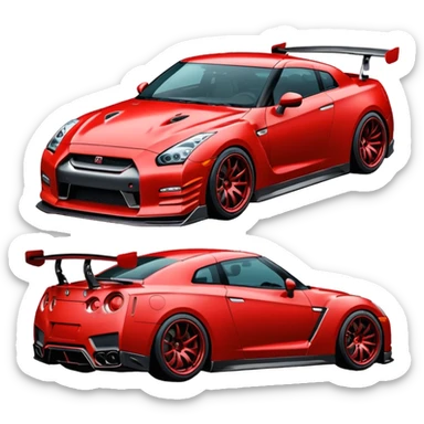 GTR com body kit vermelha um único carro só sticker