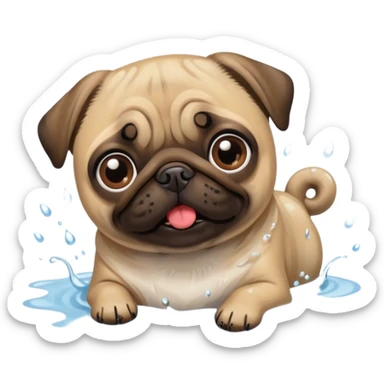 Pug  nadando sticker