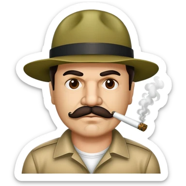 El Chapo drug lord with mustache smoking marijuana sticker