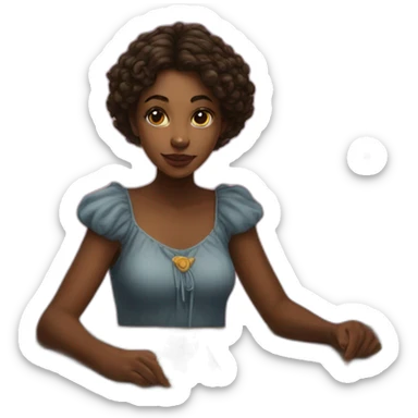 girl stirs a deck of tarot cards sticker