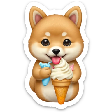 The baby shiba dog with icecream sticker