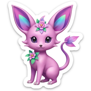 Colorful Floral-Painted Spring-Bloom Iridescent Cute Roserade-Espeon-Fakémon creature (full body) Colorful Floral-Painted Spring-Bloom Iridescent Cute Roserade-Espeon-Fakémon creature (full body) sticker