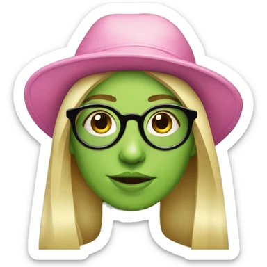 Blonde girl in frog hat with circlular glasses  sticker