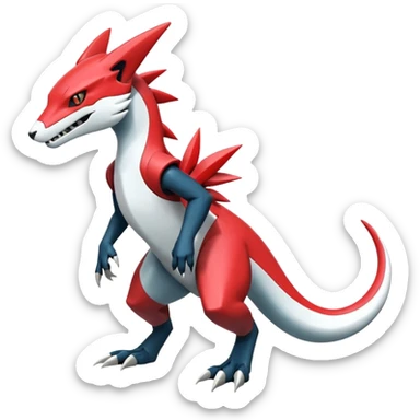 Shiny Cool Futuristic Alloy Smooth Salandit-Zeraora-Lombax-Sergal-Zangoose-Cyclizar-Genesect-Pokémon, full body sticker