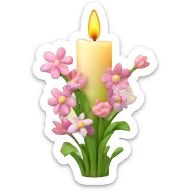 Spring candle with flowers  sticker