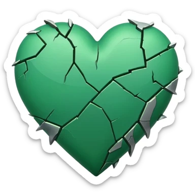A simple green coloured broken heart with one crack in the middle nothing more then just one simple crack in the middle  sticker