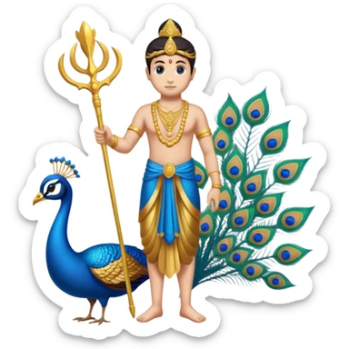 Give Lord murugan with blue peacock and vel staff as keypad emoji give as copy paste sticker in keyboard  sticker