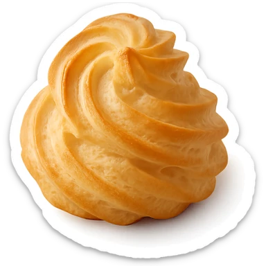 Choux pastry, delicate golden pastry dough, light and airy texture, elegant presentation sticker