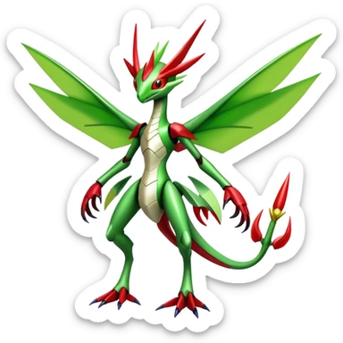  Cool Edgy Shiny Futuristic Ethereal Legendary Scizor-Kartana-Digimon-Schyther-Flygon-hybrid full body sticker