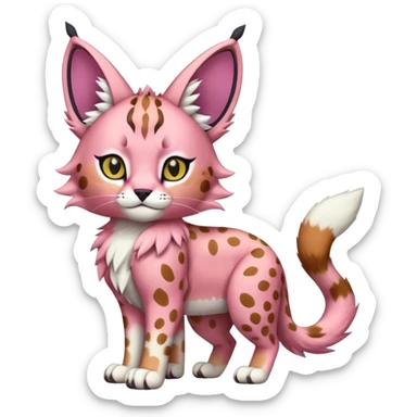 A pink lynx-caracal-serval-fakemon-Digimon-creature-hybrid sticker