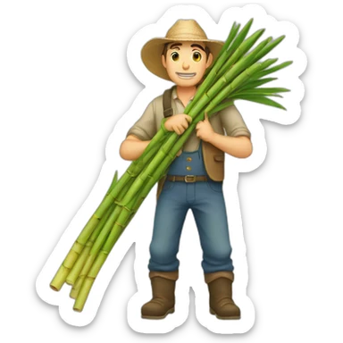 A farmer with carrying sugarcane  sticker