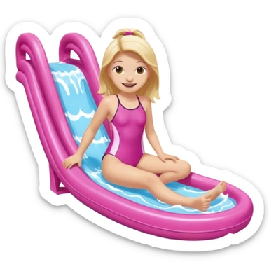 smiling girl on a pink waterslide sticker