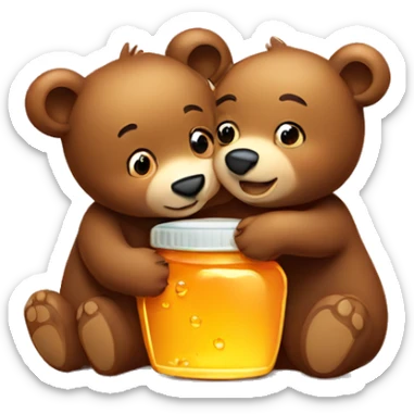 a brown bear cub hugging honey sticker