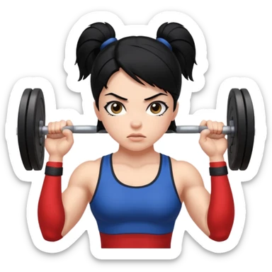 Weightlifting girl with black hair sticker
