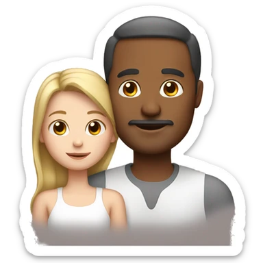 Brown dad with white daughter  sticker