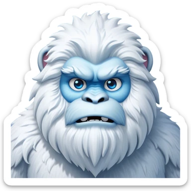 Cinematic Noble Yeti Portrait Emoji, Grand and enigmatic, with a towering, snow-dusted figure in pristine whites and cool blues, exuding ancient, mystical wisdom and stoic majesty, simplified yet exquisitely detailed with frosty textures, glowing with a gentle, icy outline that captures the awe-inspiring presence of a guardian of the frozen wilds! sticker