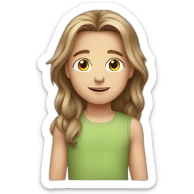 White child boy with long but not so longhair brown sticker