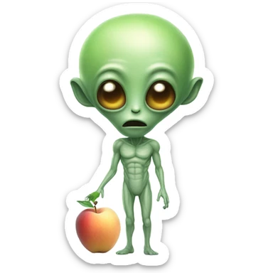 A alien Apple a man with peach sticker