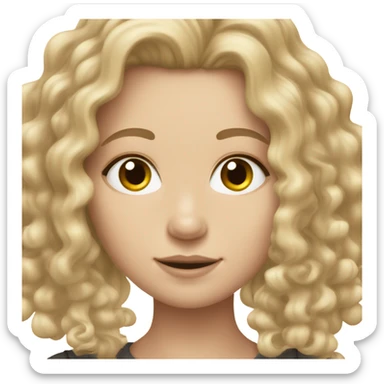 White girl with curly dirty blonde hair sticker
