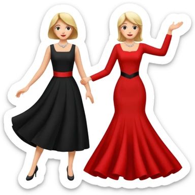 zwei tanzende Personen, eine im Kleid, eine im Anzug, beide fröhlich sticker