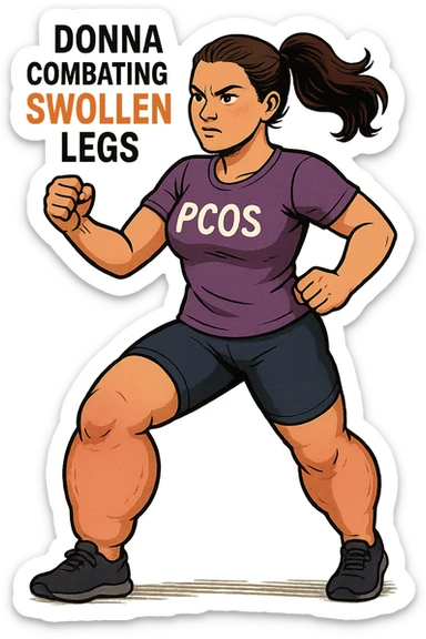 dONNA CON PCOS CHE COMBATTE LE SUE GAMBE GONFIE FORMATO VERTICALE SENZA SFONDO sticker