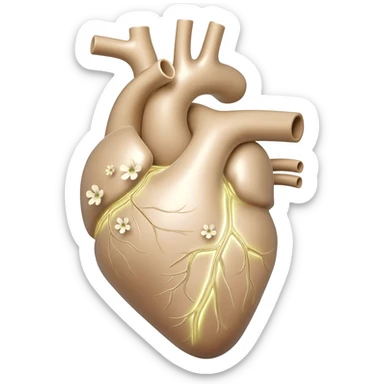 Light beige human heart with beige flowers sticker