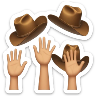 Raised hands with cowboy hats sticker