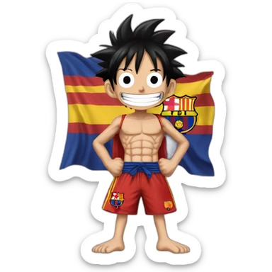 Monkey D Luffy avec le maillot du barca sticker