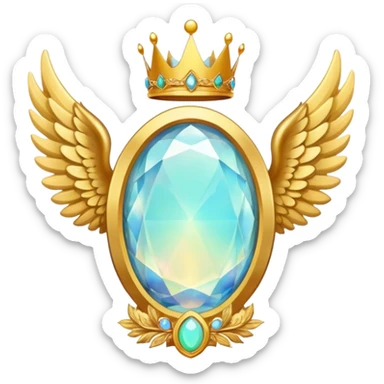 Big opal  gemstone award-in-frame-decorated-with-big-golden-angel--wings and crown sticker