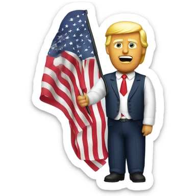 Trump cliché with flag sticker