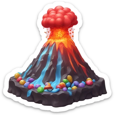 Volcano erupting candy  sticker