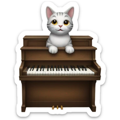 cat playing piano sticker